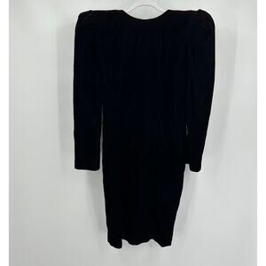 Vintage Womens Velvet Cocktail Dress Size L Deep‎ V Back Bow Detail Evening